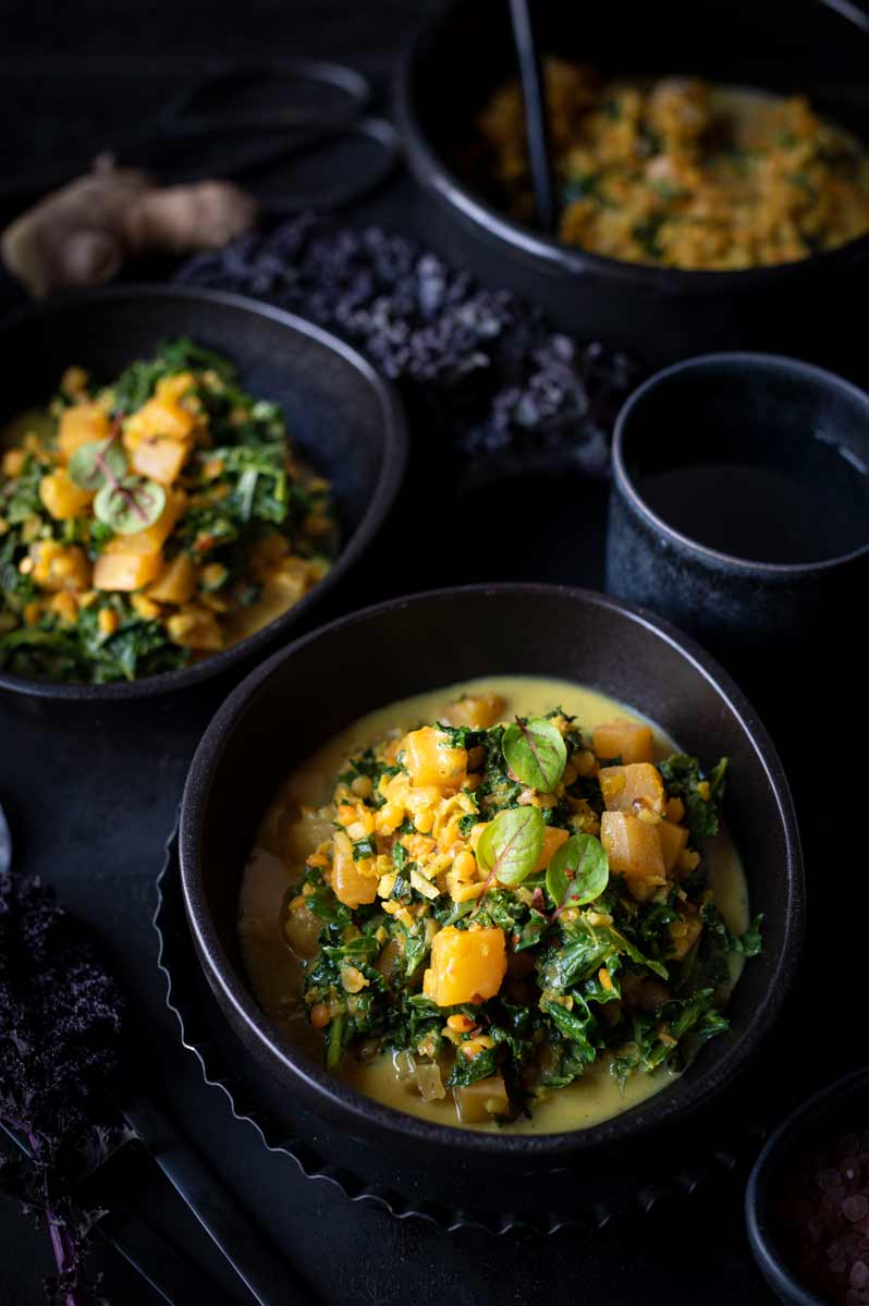 Mein Rezept für ein Grünkohl Curry mit Steckrüben
