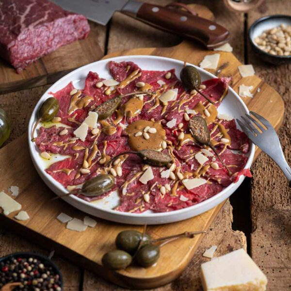 Rindercarpaccio mit Portwein Mayonnaise