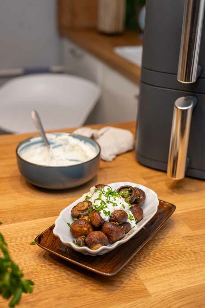 Champignons mit Knoblauchsoße wie vom Weihnachtsmarkt aus dem Air Fryer