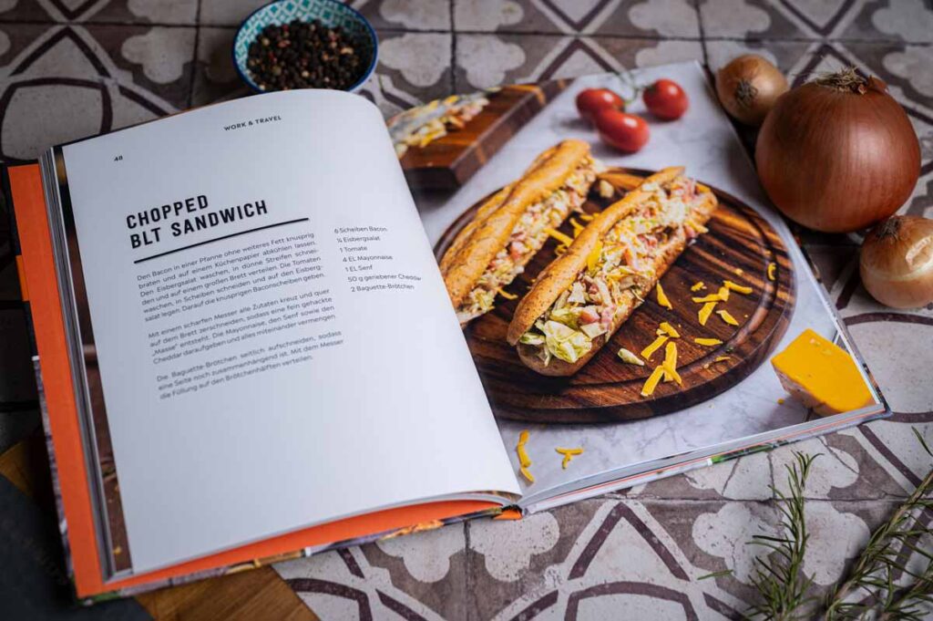 Rezeptseite aus dem Kochbuch Männerwirtschaft Express mit Schritt-für-Schritt-Anleitung für ein schnelles, leckeres Gericht