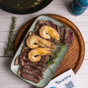 Surf and Turf Rezept mit Entrecôte Steak und Garnelen