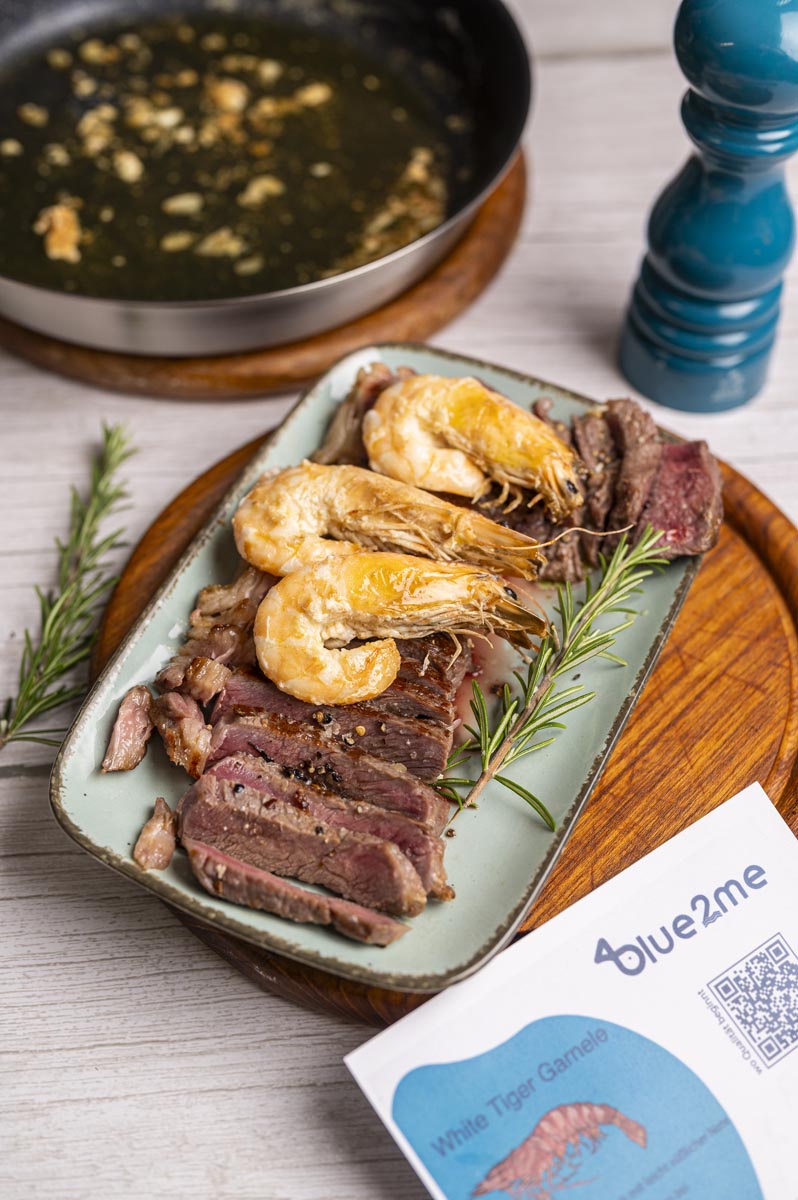 Surf and Turf Rezept mit Entrecôte Steak und Garnelen