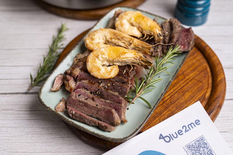 Surf and Turf Rezept mit Entrecôte Steak und Garnelen