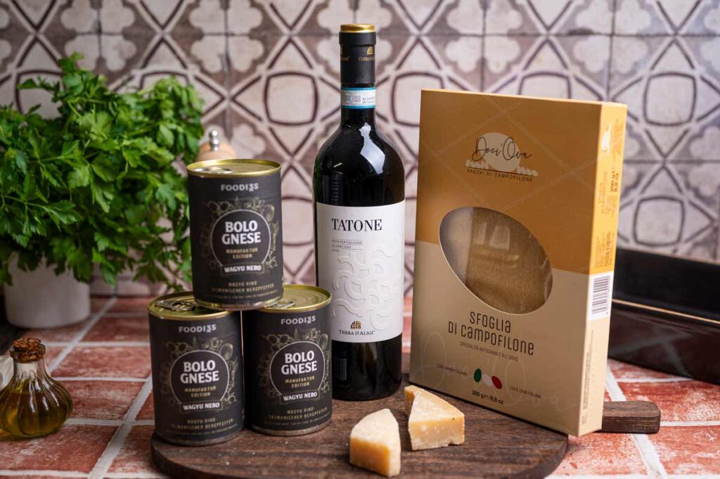 Italienisches Lasagne Set mit fertig Bolognese und Lasagne Platten im Angebot