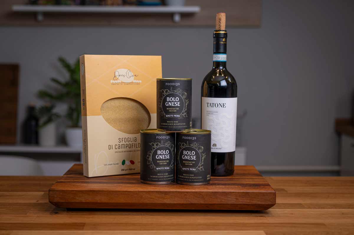 Italienisches Lasagne Set mit fertig Bolognese und Lasagne Platten im Angebot